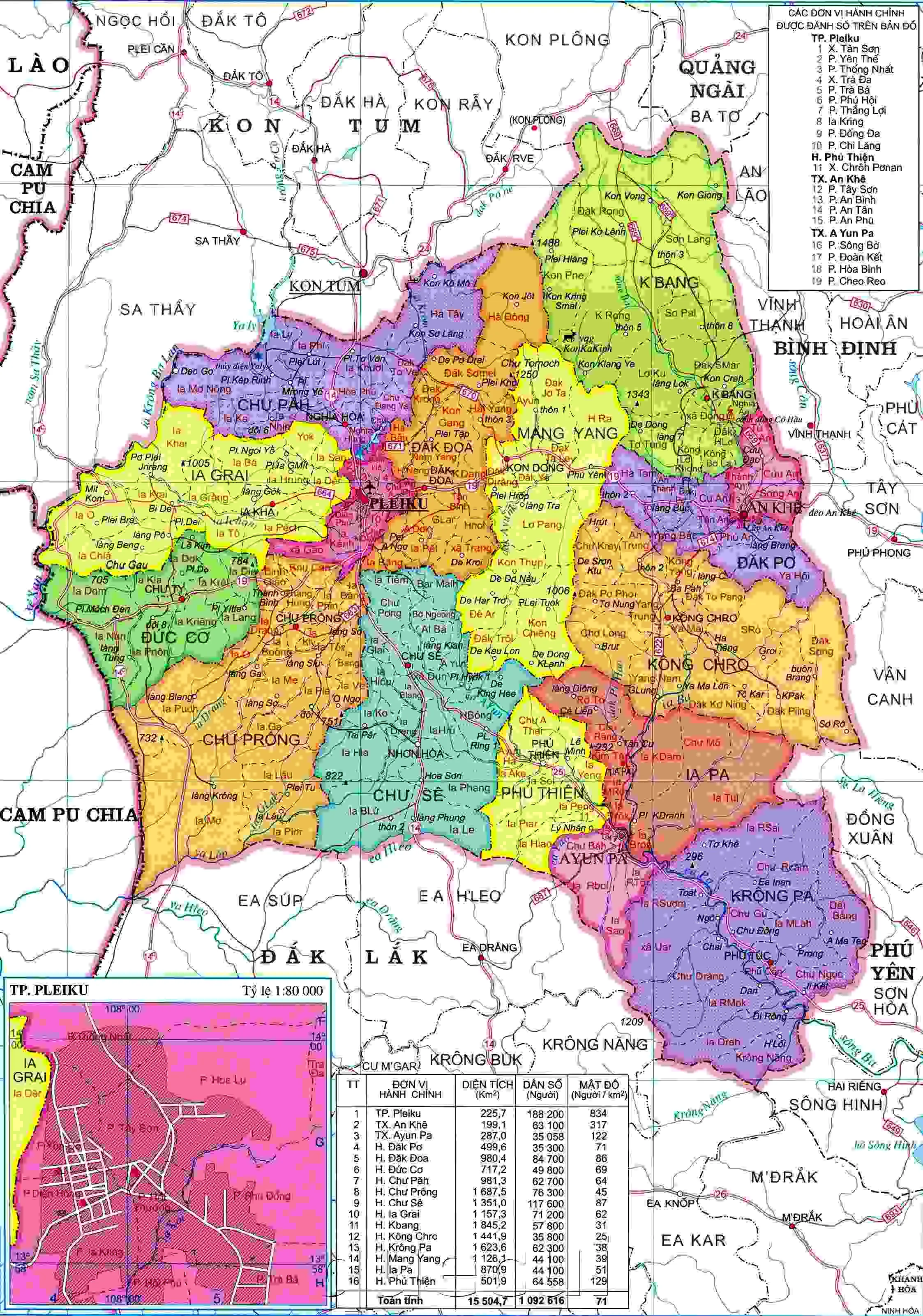 Bản đồ hành chính Gia Lai