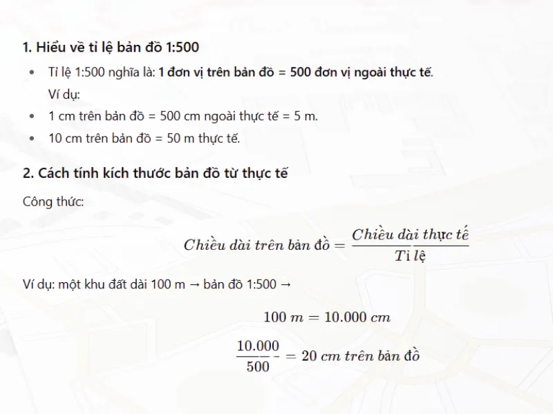Cách tính tỉ lệ bản đồ 1 500