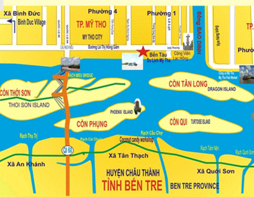 Bản đồ du lịch cồn Thới Sơn