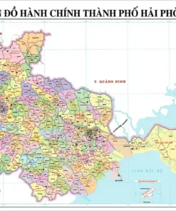 Bản đồ hành chính TP. Hải Phòng mới phân vùng gam màu 114 xã, phường, đặc khu, kèm ô đặc khu Bạch Long Vĩ riêng, chú giải và ranh giới tiếp giáp Vịnh Bắc Bộ, Hưng Yên, Quảng Ninh, Bắc Ninh