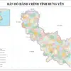 Bản đồ hành chính Hưng Yên mới, full màu phân vùng gam màu riêng 104 xã, phường, kèm ô định vị vị trí tỉnh trong lãnh thổ Việt Nam và hệ thống chú giải