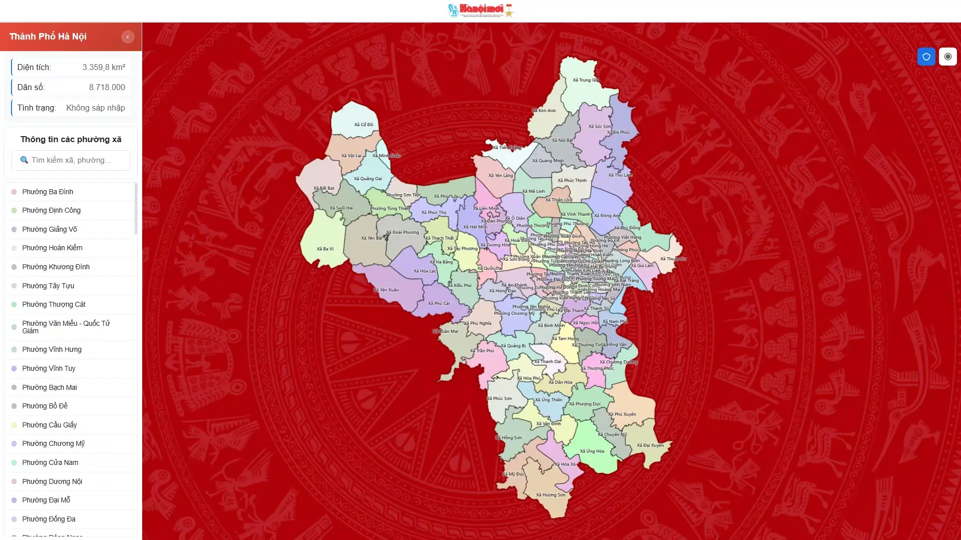 Tra cứu và lọc nhanh phường xã thành phố Hà Nội mới trên hanoimoi.vn với ô tìm kiếm tên đơn vị hành chính kèm thông tin sáp nhập từ lãnh đạo và trung tâm phục vụ hành chính công